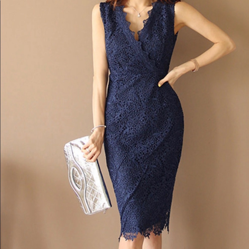 Blue laced dress